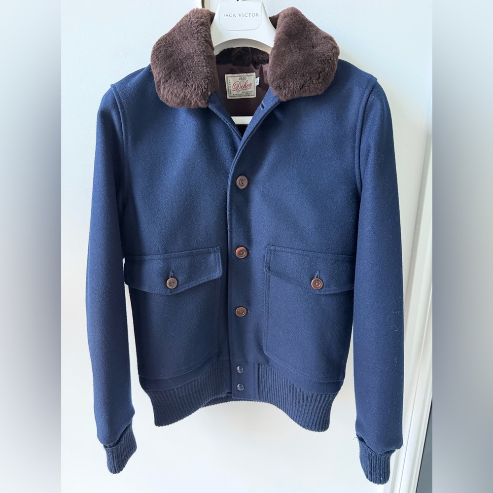 Dehen 1920 Wool/Shearling Winter Bomber Jacket - Barely Worn